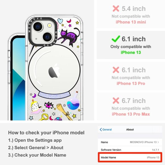 NEW Mosnovo Cats & Wizardry Case for iPhone 13 Pro Max 6.6ft Military Grade Drop - Picture 4 of 5